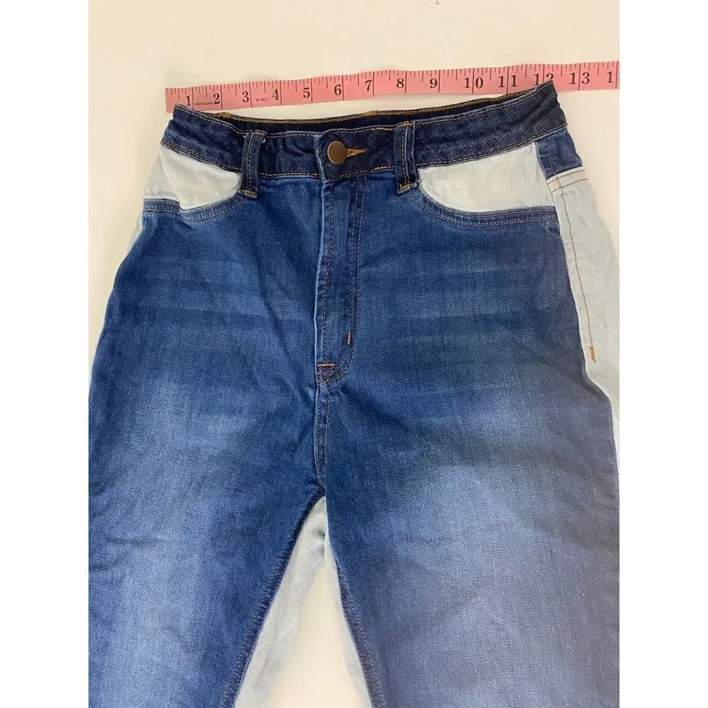 Fashion Nova High Rise Patchwork Three-Tone Skinny Mom Jeans - Size 7